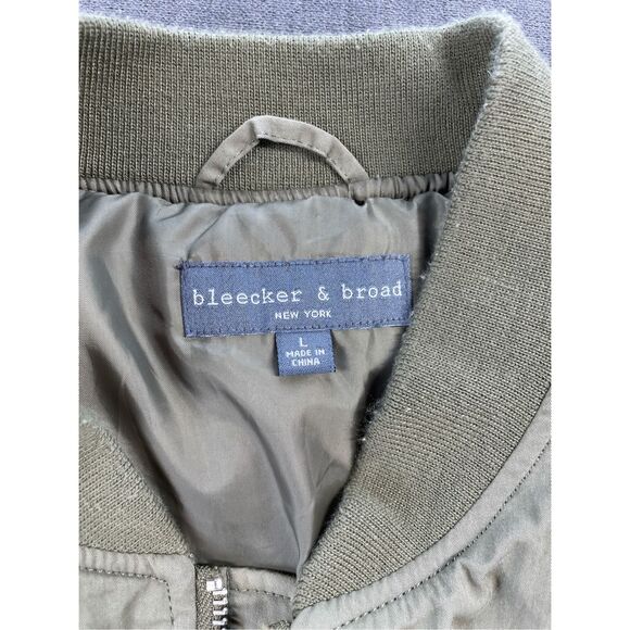 Bleecker and Broad Bomber Jacket Mens L Green Zip Up Lightweight Casual Fall - Picture 4 of 8